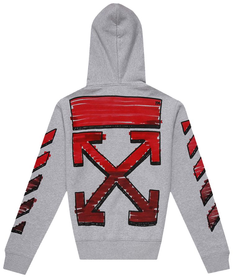 Buy Off-White Marker Slim Hoodie 'Melange Grey/Red