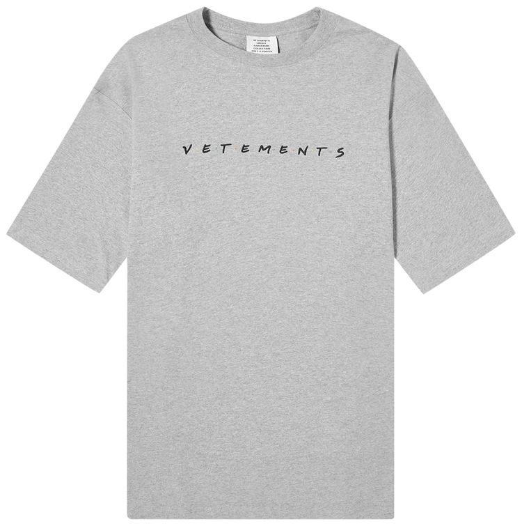 Vetements Friendly Logo T Shirt Grey Melange