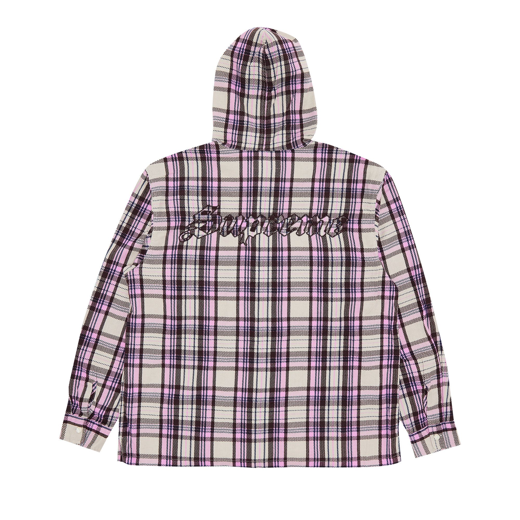 Size l Supreme Printed Hooded Flannel Shirt 'Pink'