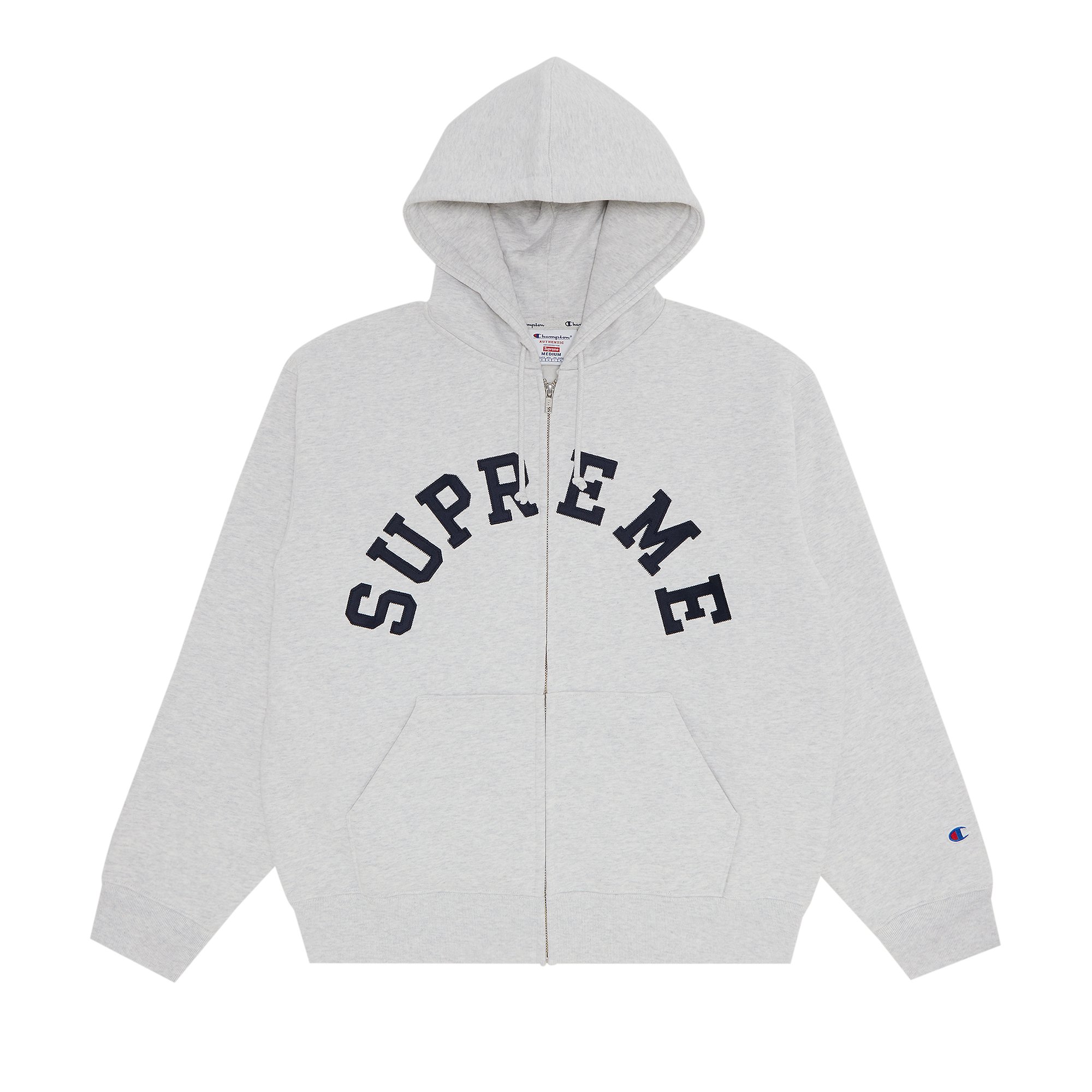 Buy Supreme x Champion Zip Up Hooded Sweatshirt 'Ash Grey 