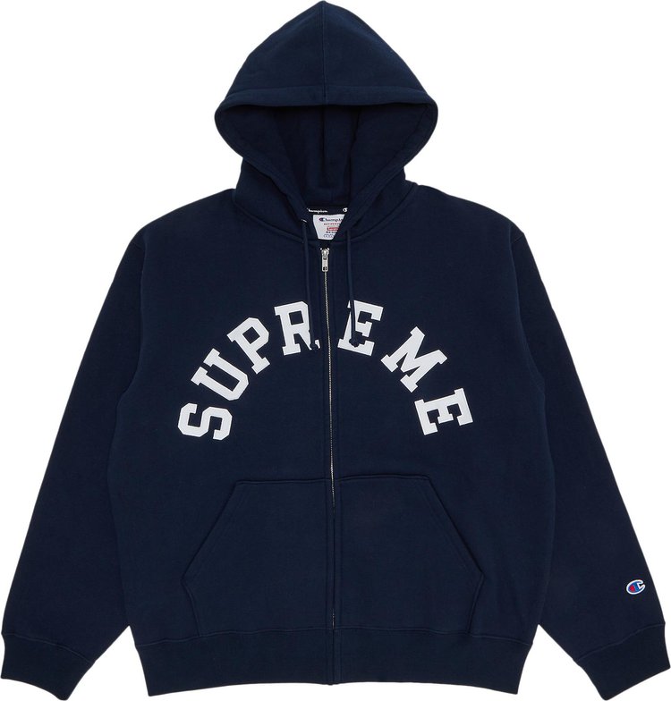 Supreme x Champion Zip Up Hooded Sweatshirt 'Navy'