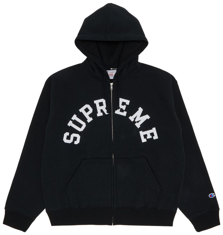 Supreme x Champion Zip Up Hooded Sweatshirt Black