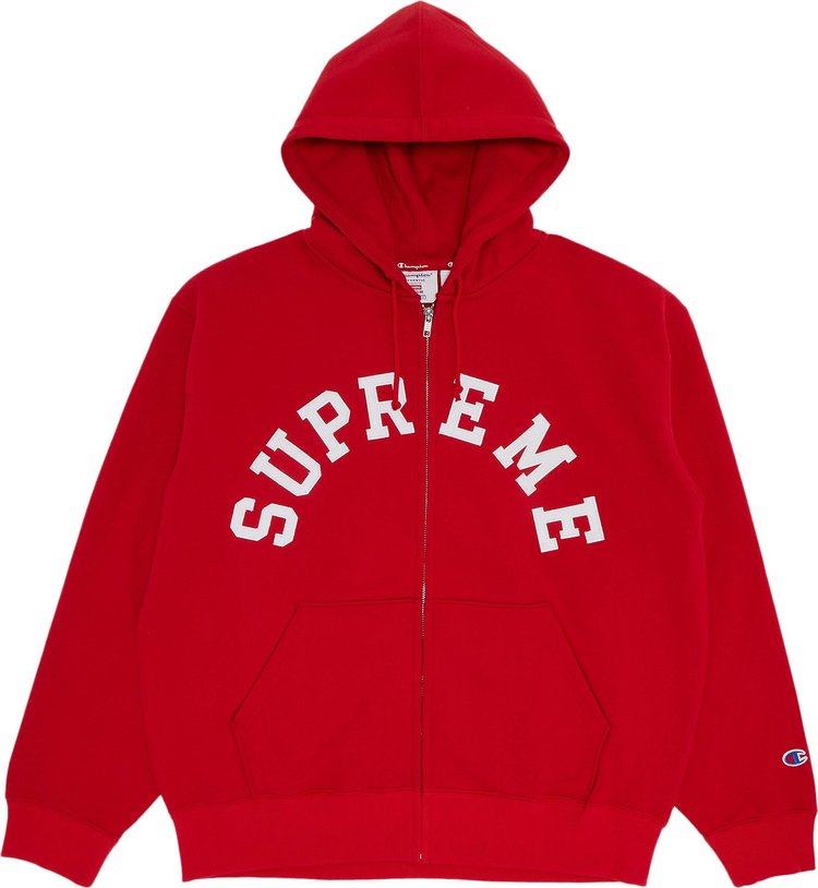 Supreme x Champion Zip Up Hooded Sweatshirt 'Red'