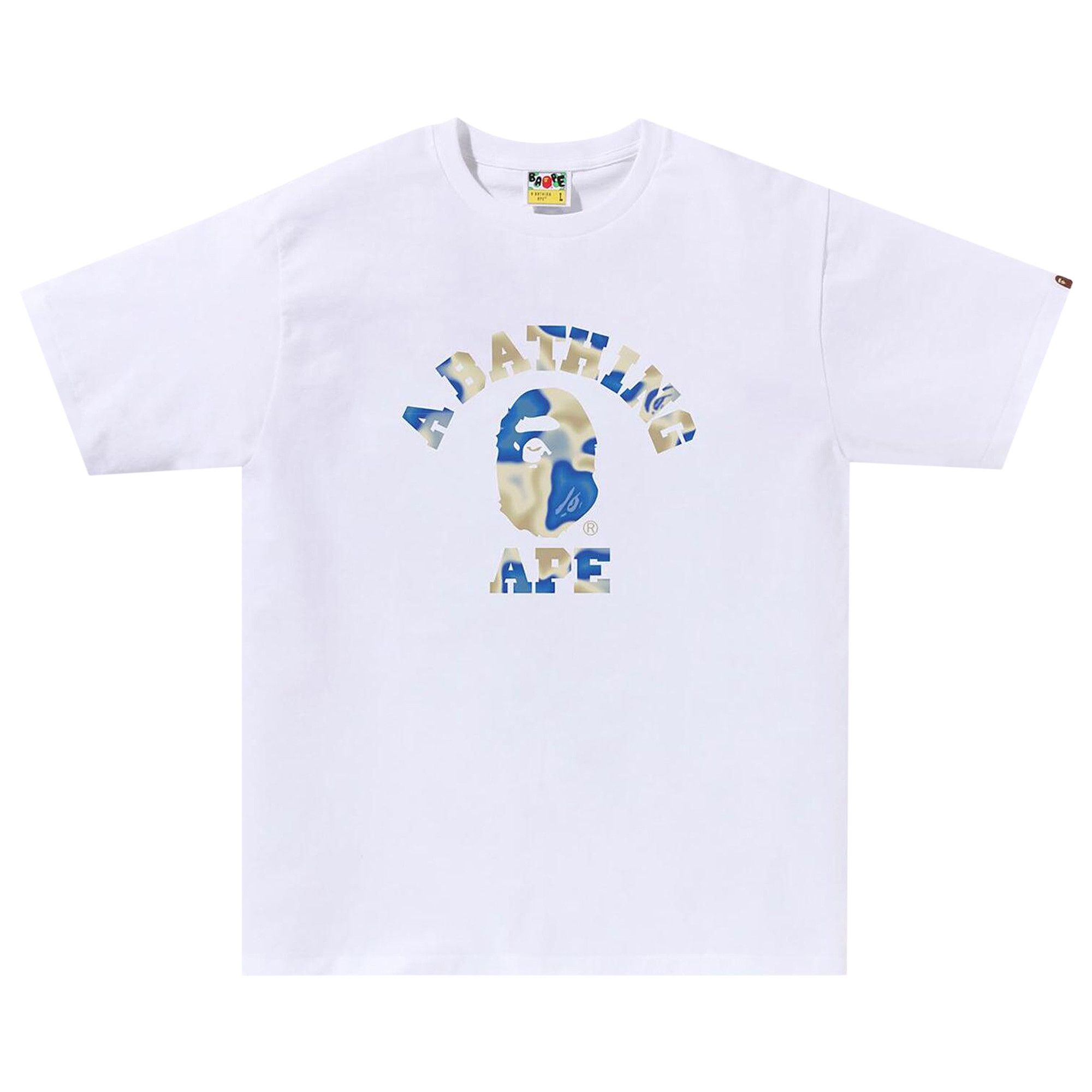 Buy BAPE Liquid Camo College Tee 'White/Blue' - 1K30 110 028