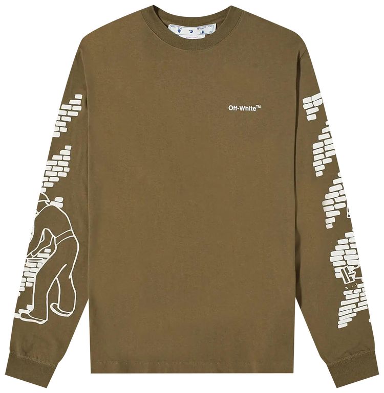 Off White Bricks Skate Long Sleeve Tee GreenWhite