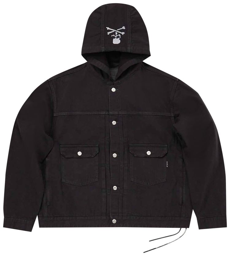 Mastermind World 1st Long Sleeve Denim Shirt With Hood BlackBlack