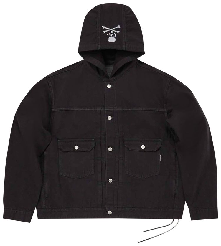 Mastermind World 1st Long-Sleeve Denim Shirt With Hood 'Black/Black'