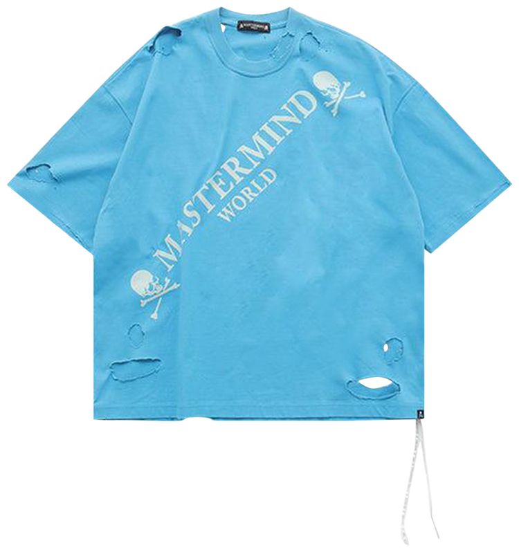 Mastermind World Damaged Short Sleeve Tee Sky Blue