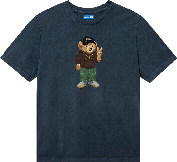 Market Peace Bear T Shirt Washed Black