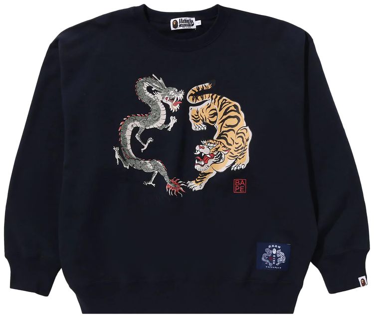 BAPE Japan Culture Tiger And Dragon Crewneck Navy