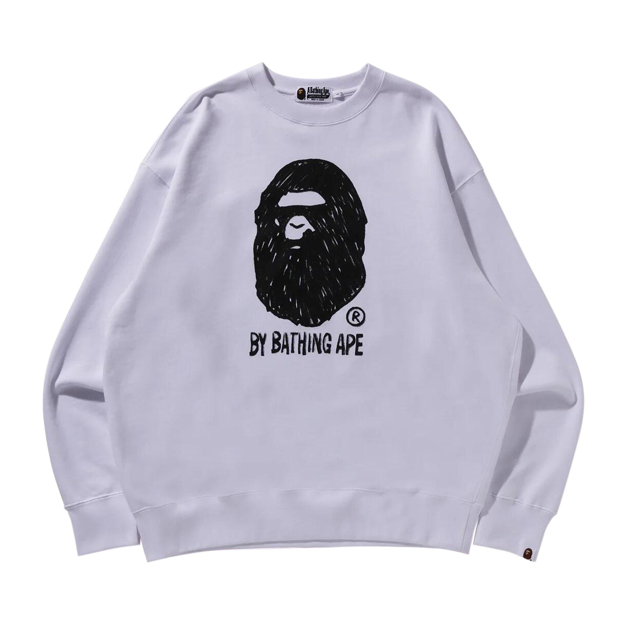 Buy BAPE Hand Draw Ape Head Crewneck 'White' - 1K30 113 303 Buy BAPE Hand Draw Ape Head Crewneck 'White' - 1K30 113 303