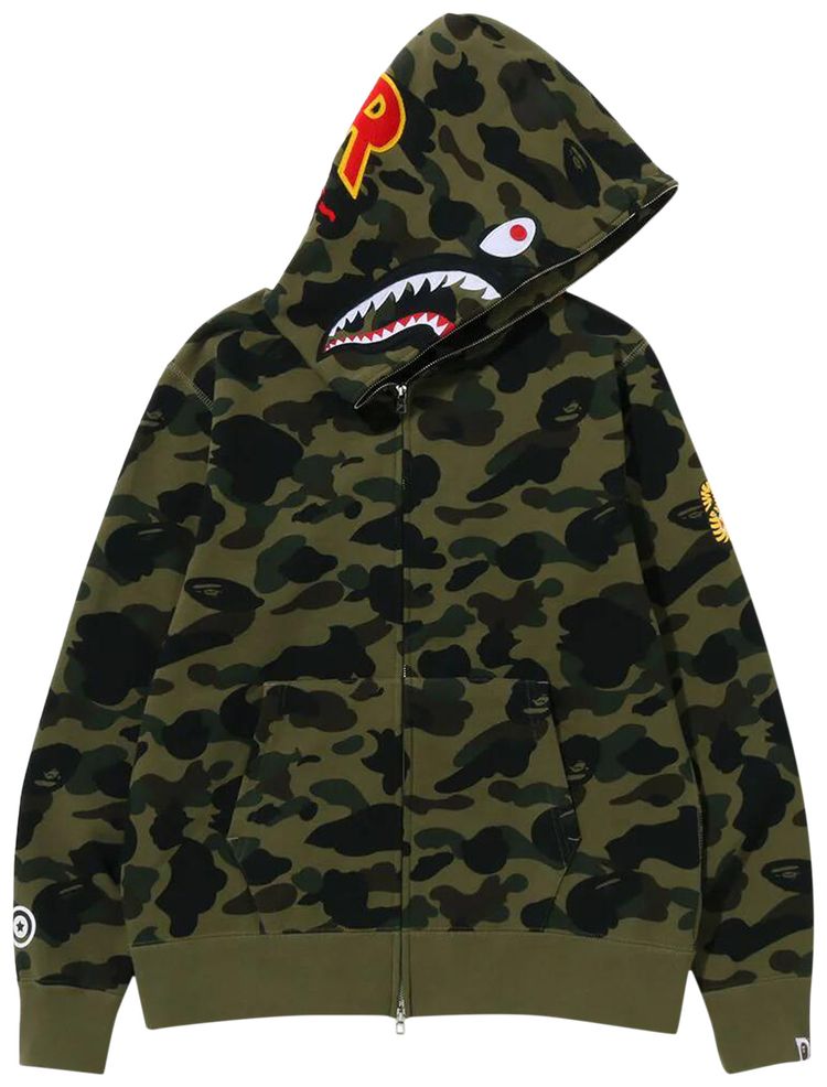 BAPE 1st Camo 2nd Shark Full Zip Hoodie Green