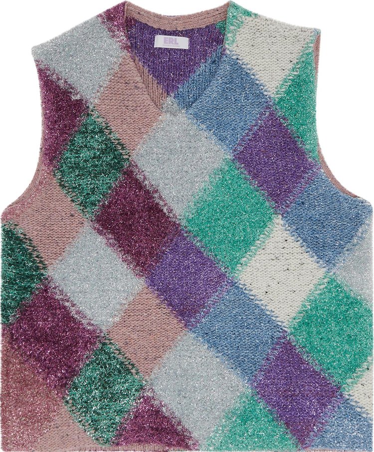 ERL Argyle Glitter Boxy Vest 'Multicolor'