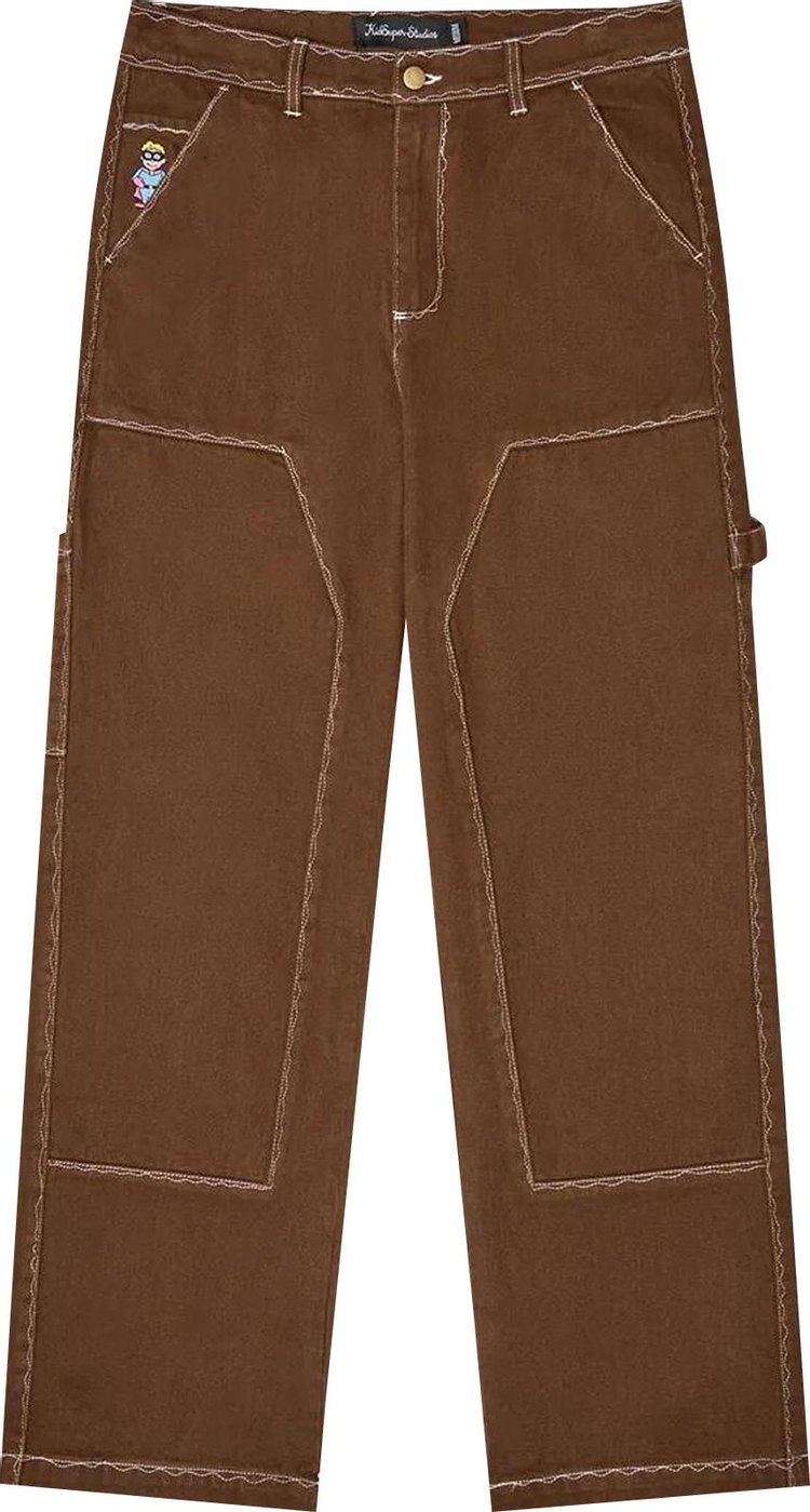 KidSuper Messy Stitched Work Pants Brown