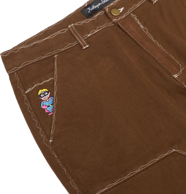 KidSuper Messy Stitched Work Pants Brown