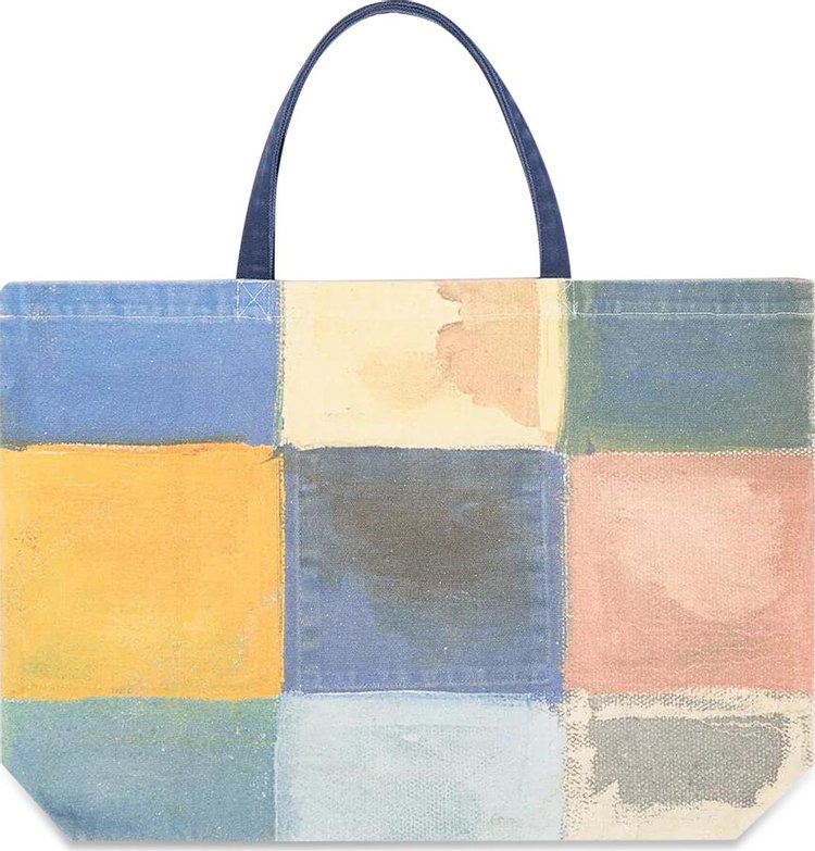 KidSuper Checkered Painted Printed Tote Bag OrangeMulticolor