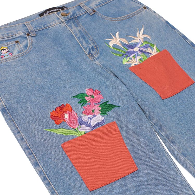 KidSuper All Over Flower Pots Denim Jeans Blue
