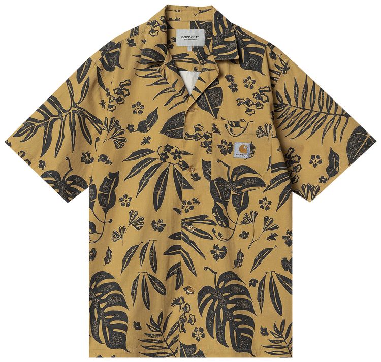 Carhartt WIP Short Sleeve Woodblock Shirt Woodblock PrintBourbon
