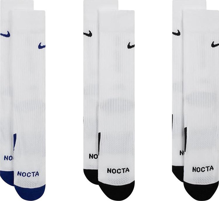 Nike x NOCTA LArt Crew Socks 3 Pack WhiteDeep Royal BlueWhiteBlack