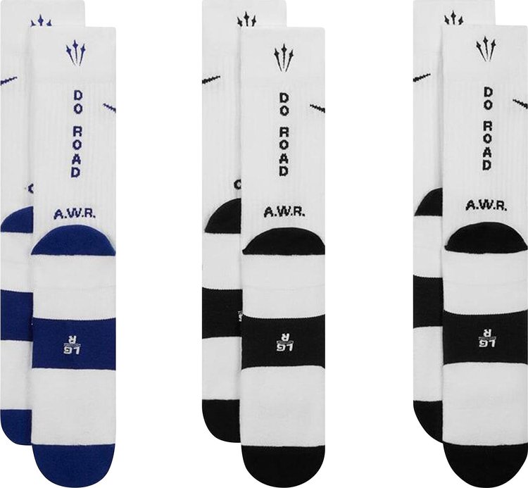 Nike x NOCTA LArt Crew Socks 3 Pack WhiteDeep Royal BlueWhiteBlack