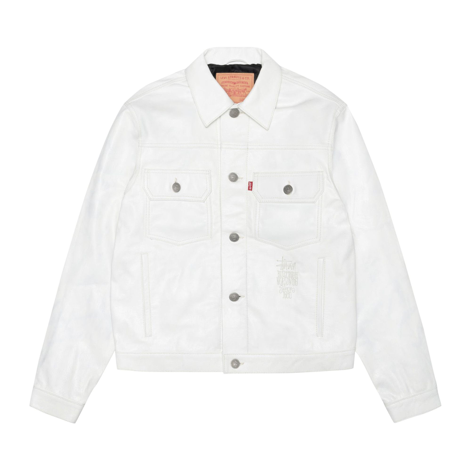 Size l Stussy x Levi's Leather Trucker Jacket 'Tofu'