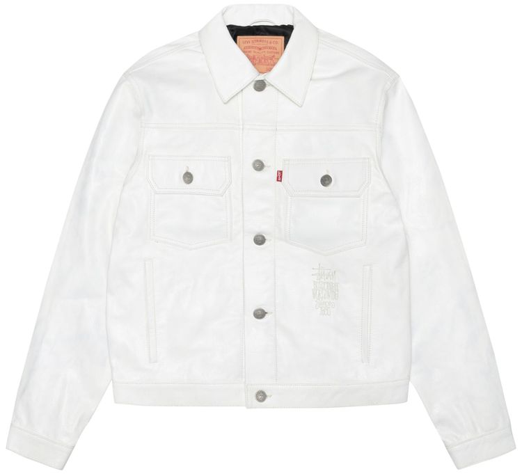 Stussy x Levis Leather Trucker Jacket Tofu