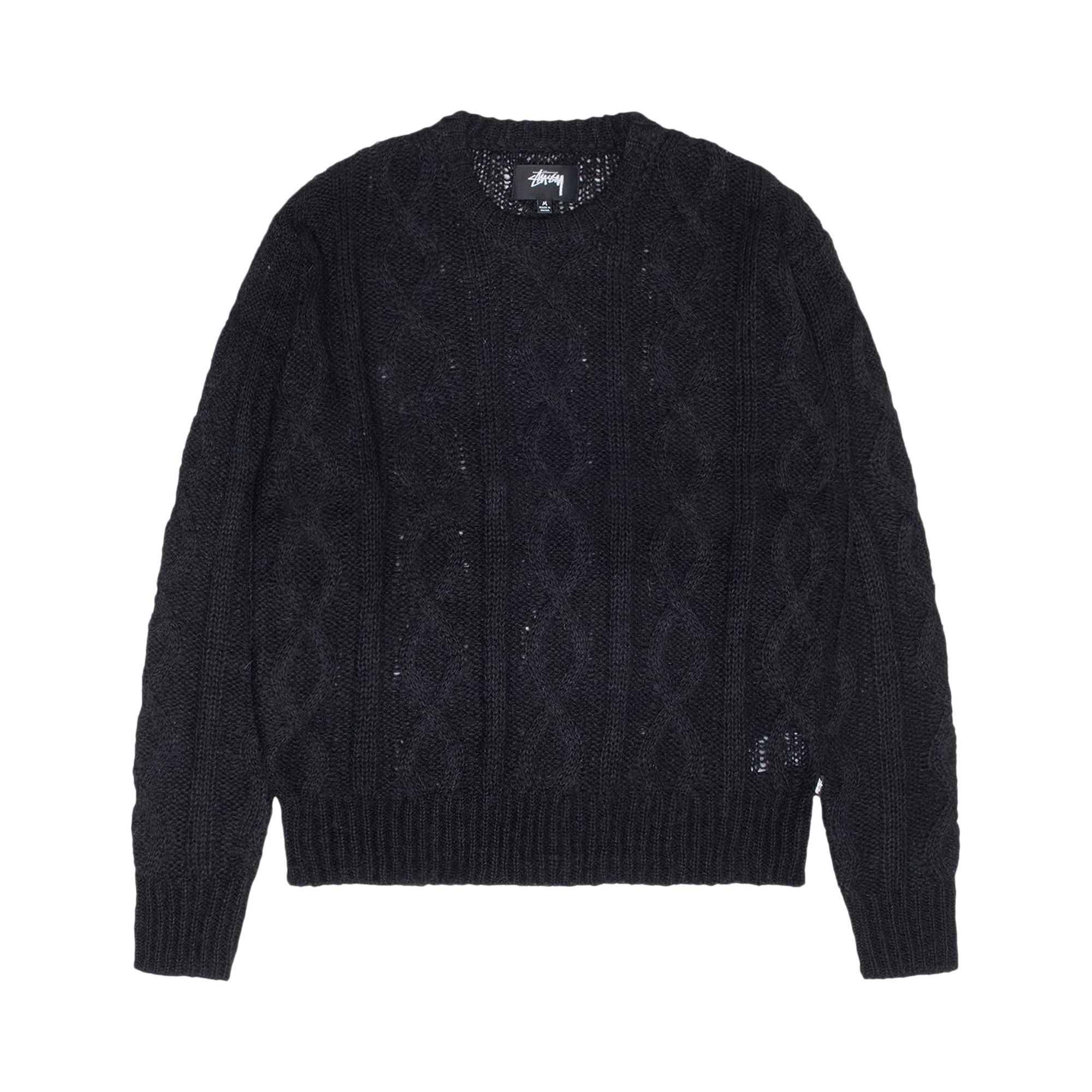 Buy Stussy Cable Loose Knit Sweater Black 117228 BLAC GOAT UK