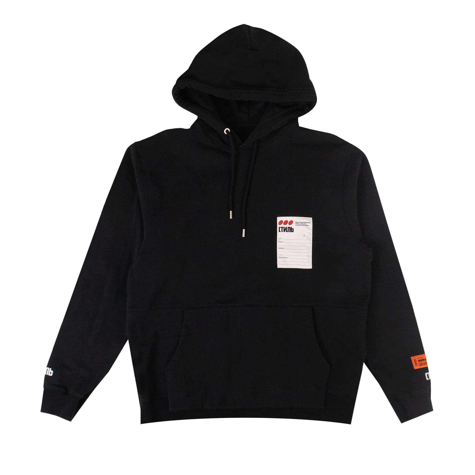 Buy Heron Preston Sticker Label Hoodie 'Off Black