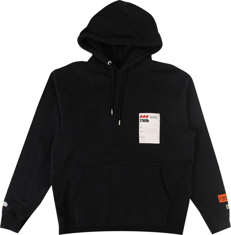 Heron Preston Sticker Label Hoodie Off Black