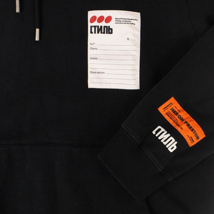 Heron Preston Sticker Label Hoodie Off Black