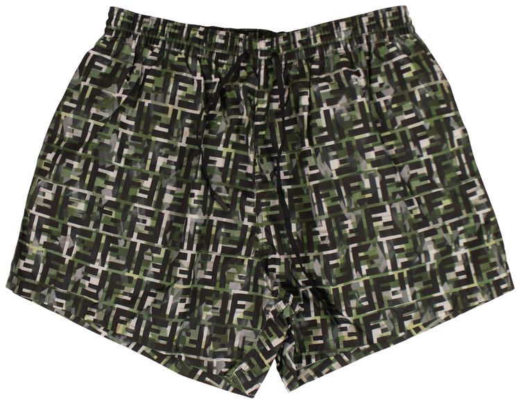 Fendi FF Camo Swim Short BlackGreen Camo