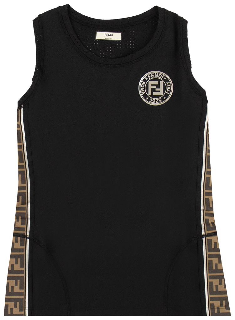 Fendi Logo Tank Top Black Silver