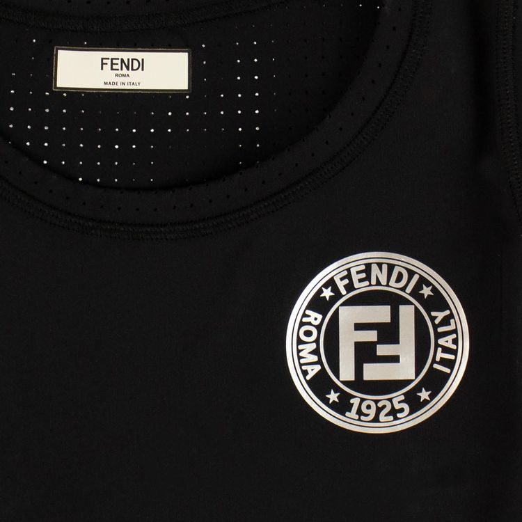Fendi Logo Tank Top Black Silver