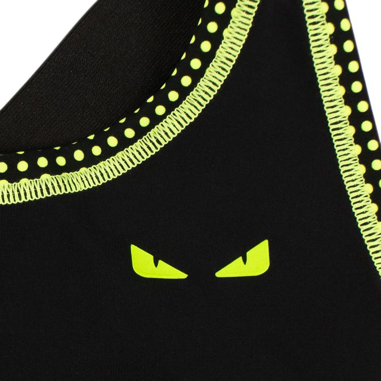 Fendi Wonders Monster Eyes Sports Crop Top BlackNeon Yellow