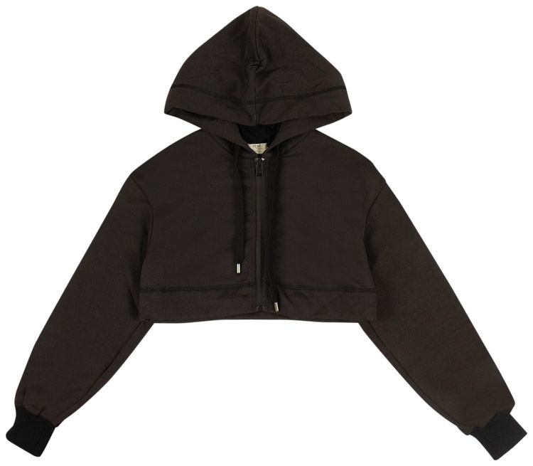 Fendi Logo Stripe Cropped Hooded Sweatshirt Black
