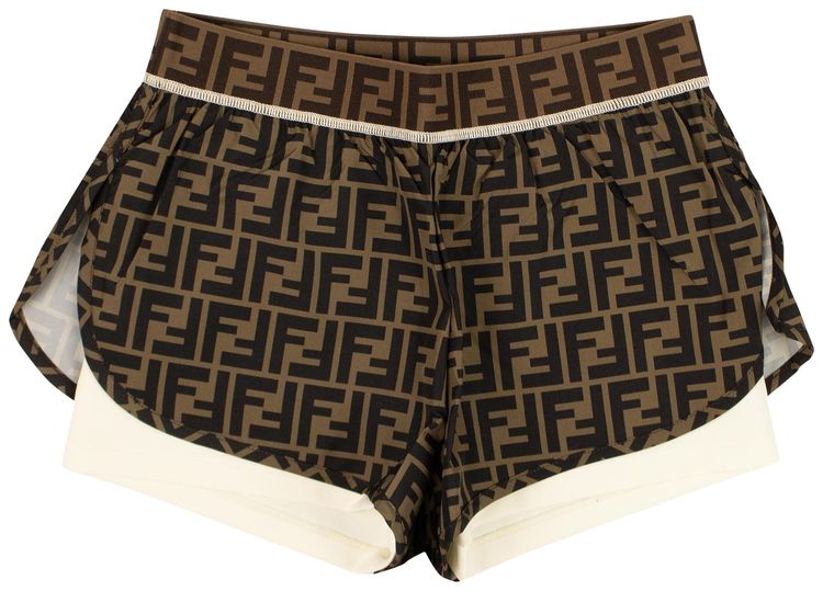 Fendi Fendirama Gym Shorts GreenIvory