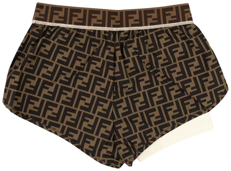 Fendi Fendirama Gym Shorts GreenIvory