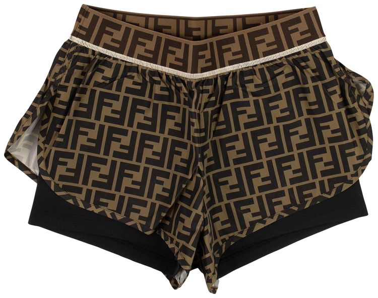 Fendi Fendirama Gym Shorts TobaccoBlack