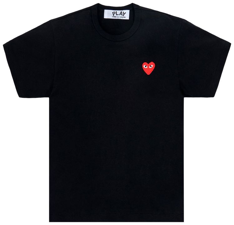 Comme des Garcons Short Sleeve Play T Shirt With Red Heart Black
