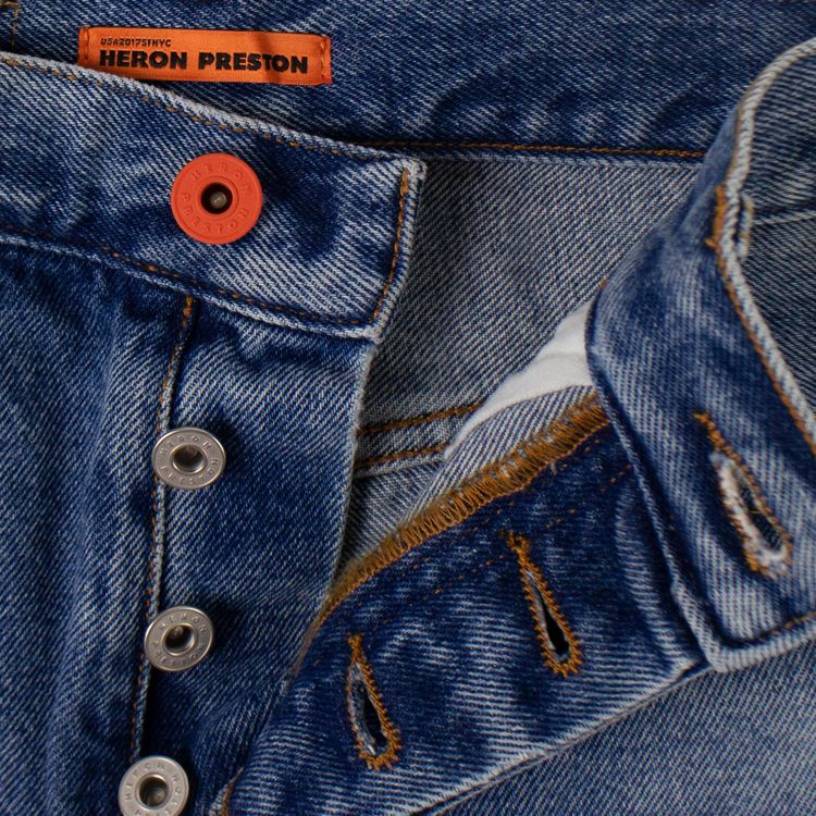 Heron Preston Denim Shorts Wash Vintage Wash White