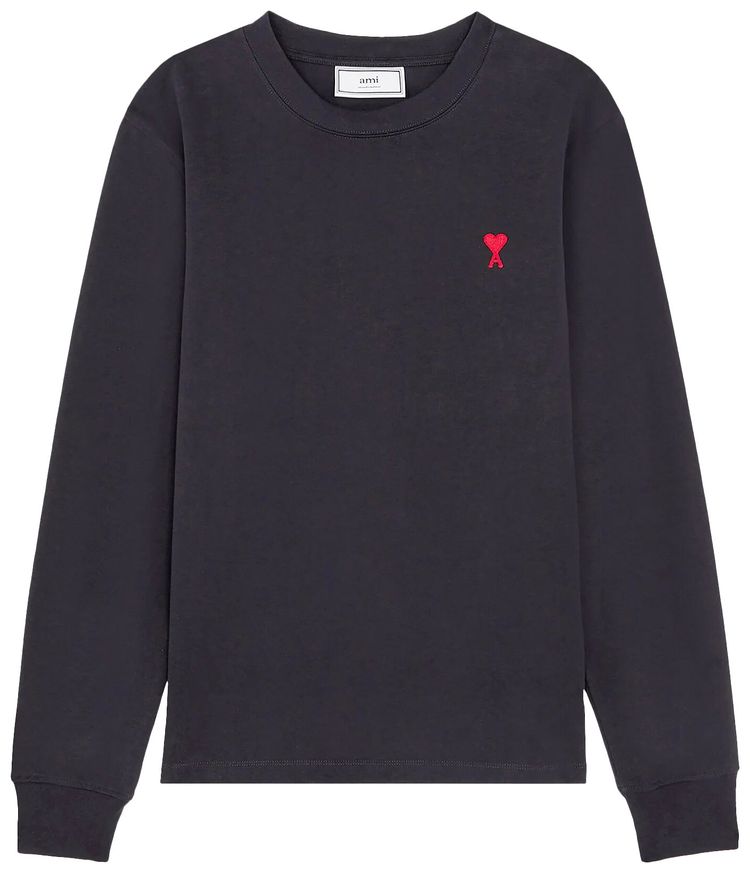 Ami Long Sleeve T Shirt Navy