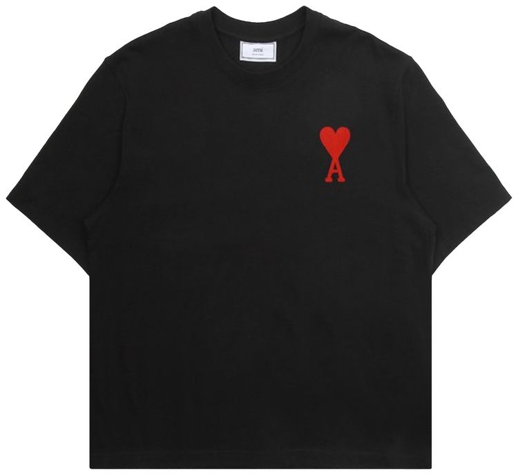 Ami Chain Stitch T Shirt Black