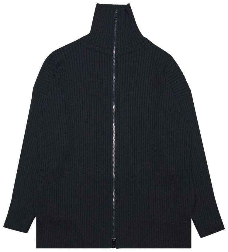 Vetements Logo Knitted Zip Up Cardigan Black