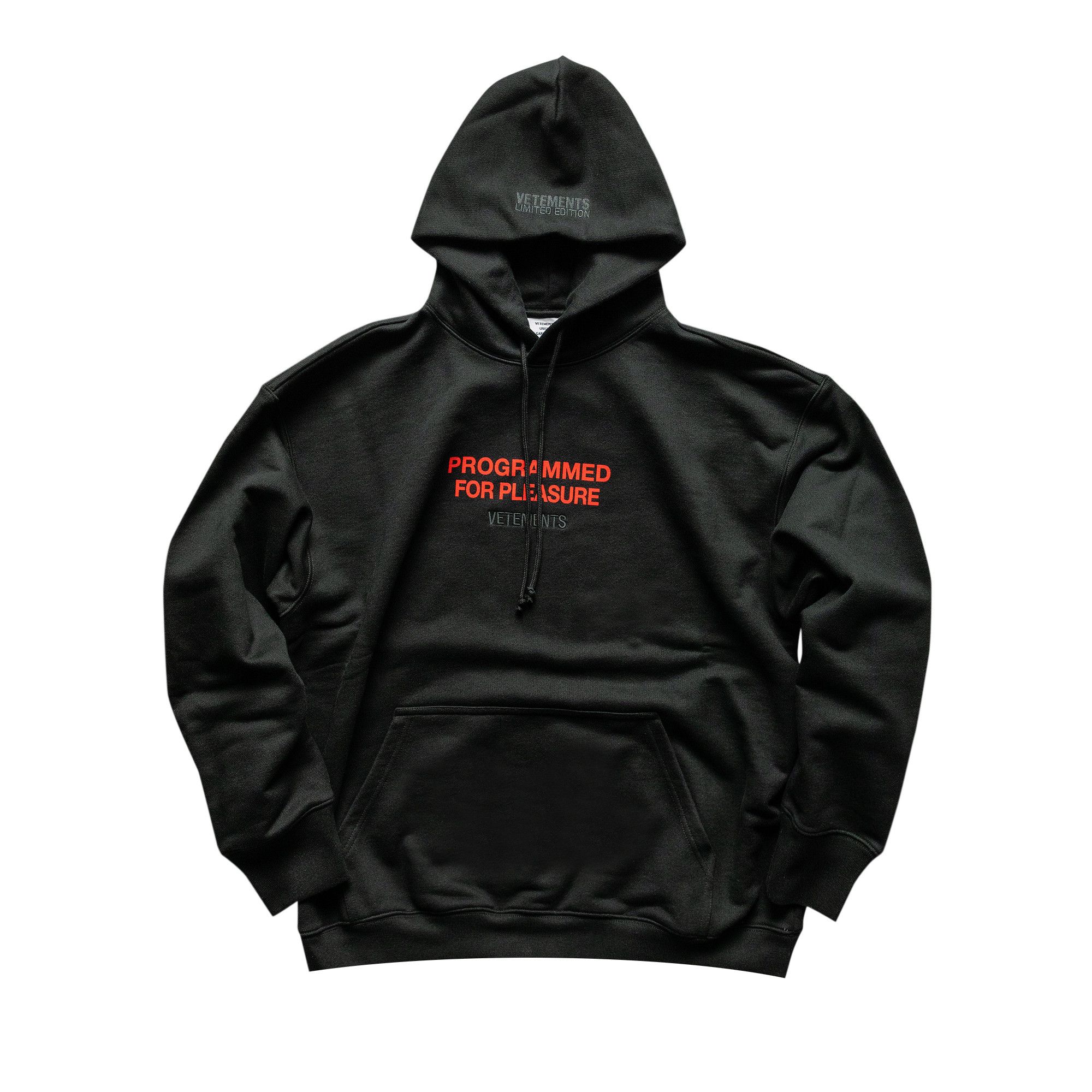 Buy Vetements Programmed For Pleasure Hoodie 'Black' - UE51TR370B
