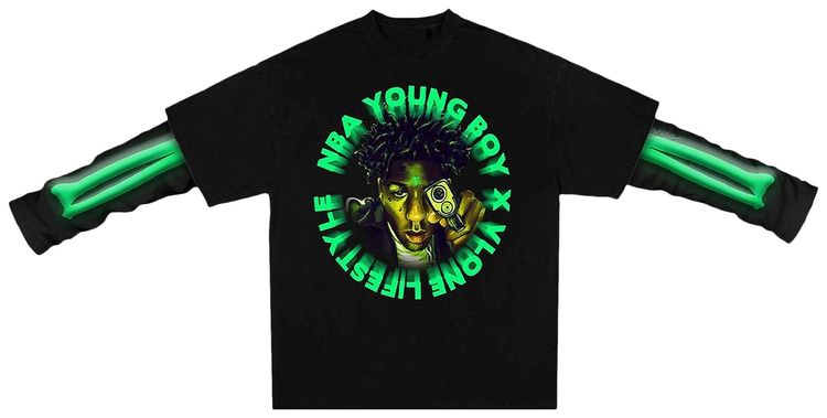 Vlone x NBA YoungBoy Cross Roads Long Sleeve Tee Black