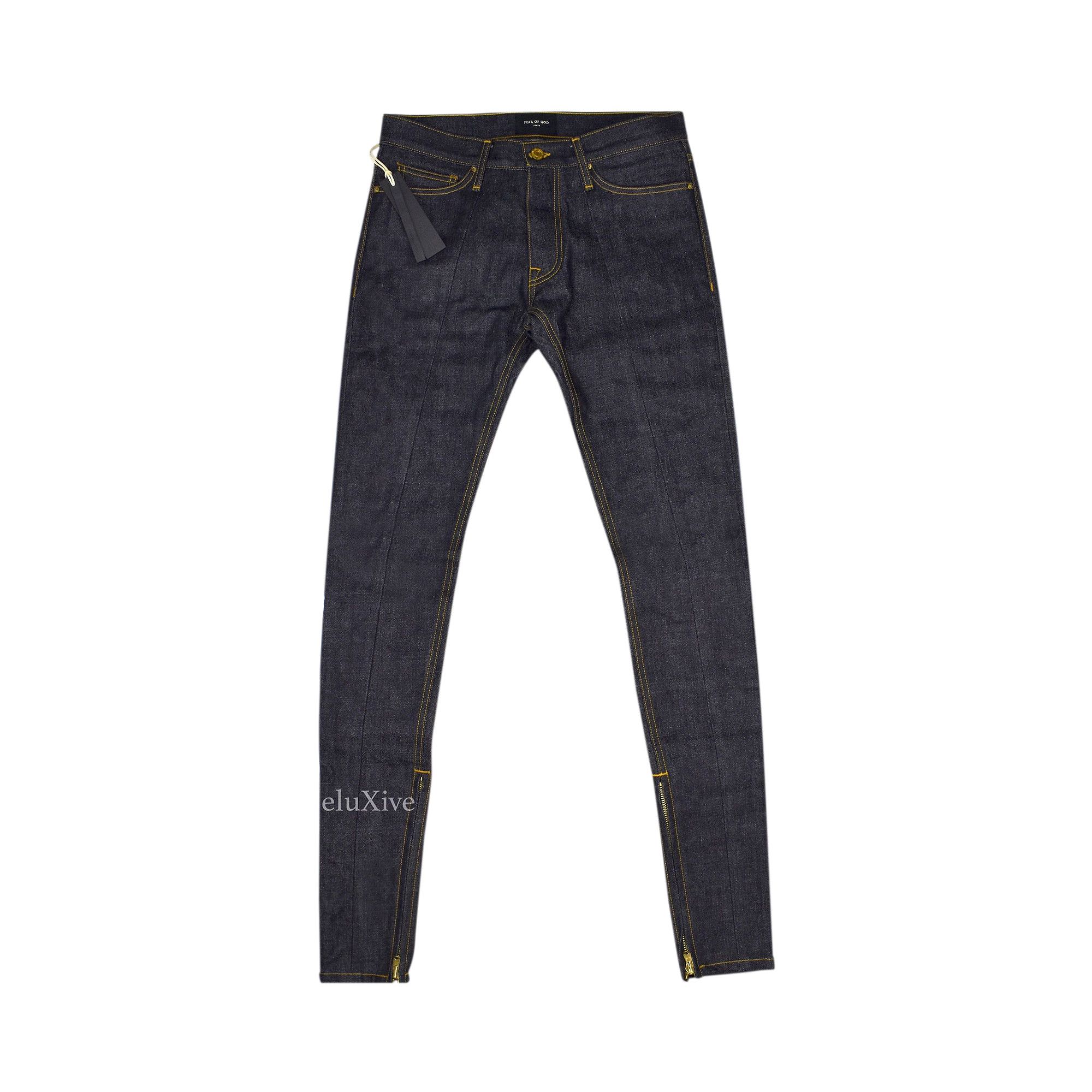 FEAR OF GOD フィアオブゴッド SELVEDGE DENIM PANELLED JEAN ジップ スキニーパンツ ブラック 5C-17-RSDJ-RIND Buy Fear of God Selvedge Paneled Denim 'Raw' - 5C 17 RSDJ RIND | GOAT