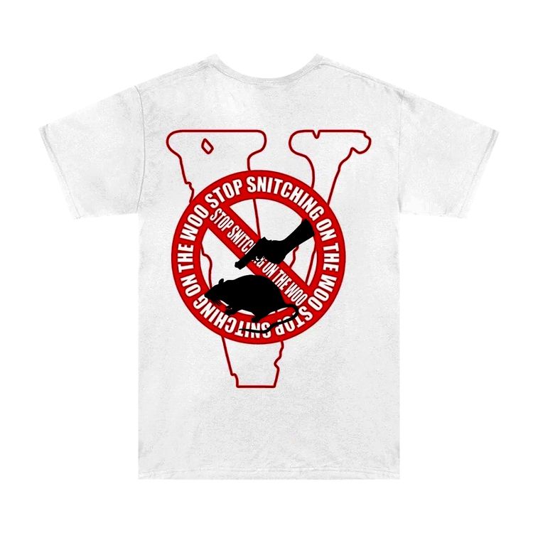 Vlone x Pop Smoke Stop Snitching Tee WhiteRed