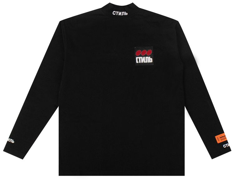 Heron Preston Mock Neck Long Sleeve T Shirt Black