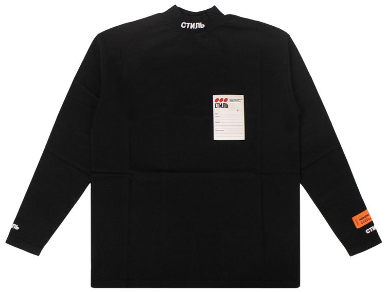 Heron Preston Mock Neck Logo Long Sleeve T Shirt Black
