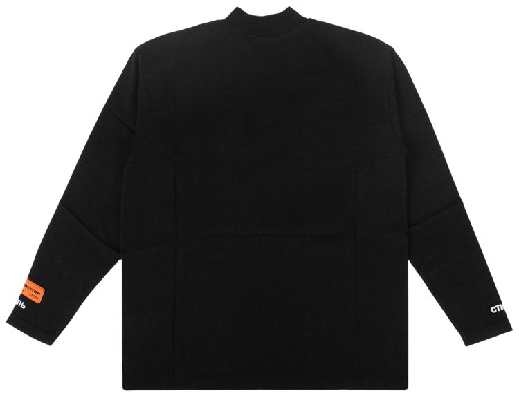 Heron Preston Mock Neck Logo Long Sleeve T Shirt Black